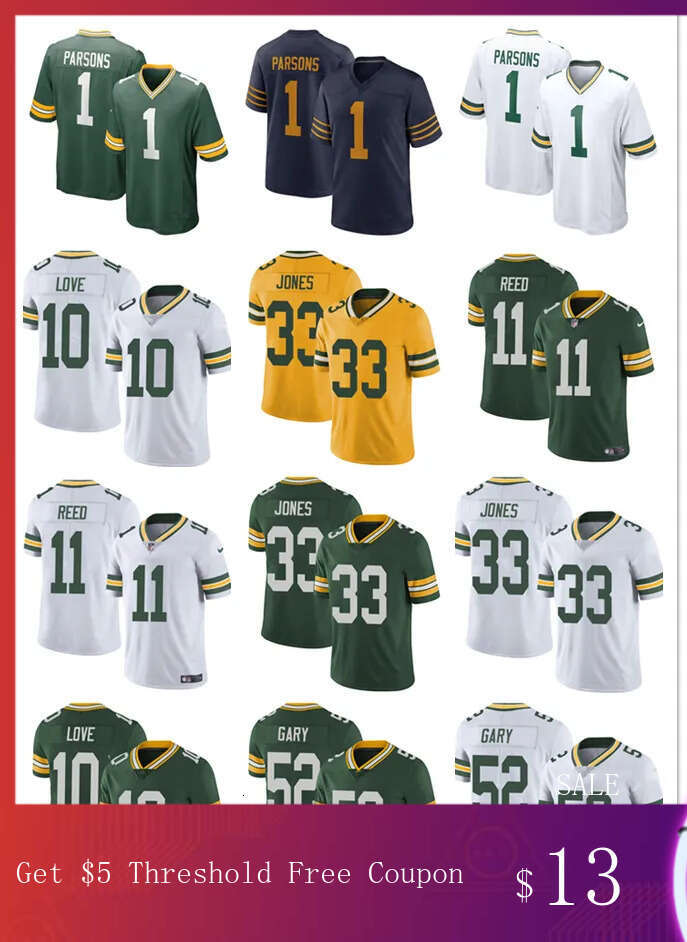 Packers 1 Micah Parsons Love Josh Xavier McKinney Lukas Van Ness Kenny Clark Evan Williams Dontayvion Wicks Walker Romeo Doubs Matthew Football Jersey