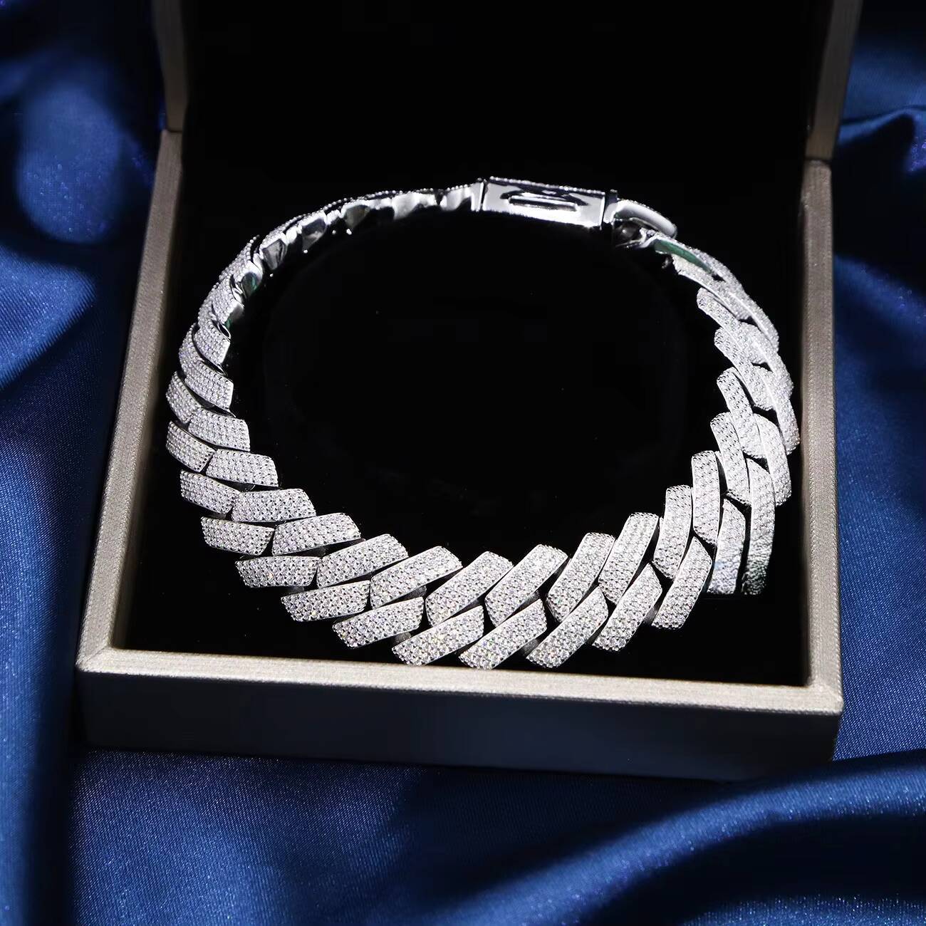 Custom 20mm 925 Sterling Silver Rose Gold Cuban Link Chain for Men Full Iced Hip Hop Diamond Moissanite Fine Necklaces