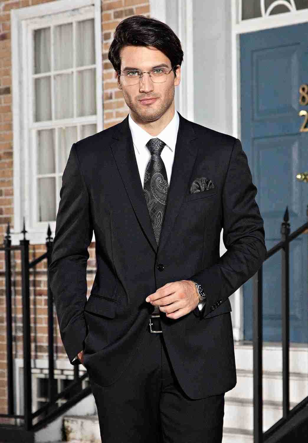 Ties for Men Classic Floral Tie and Pocket Square Elegant Silk Necktie Handkerchief Set Wedding PartyW250904