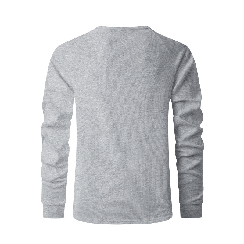 New Fashion Mens Henley Shirts Long Sleeve Half Button Up Thermal Waffle Knit Tops Tees European size: S-3XL