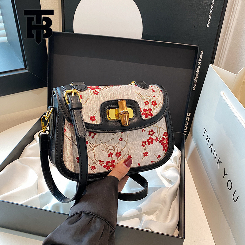 TB BHULAMTE Handbags Fashion Women's Bag Bamboo Knot Handbag Small Square Bag Designer S Bag 2025 Autumn Winter New Crossbody Shoulder Trendy Bag