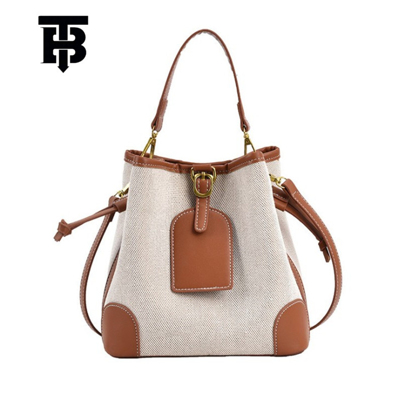 TB BHULAMTE 2024 New Korean Fashion Designer s bag Women's Handbag Bucket Bag Trendy Canvas Color-Block Textured Crossbody Bag
