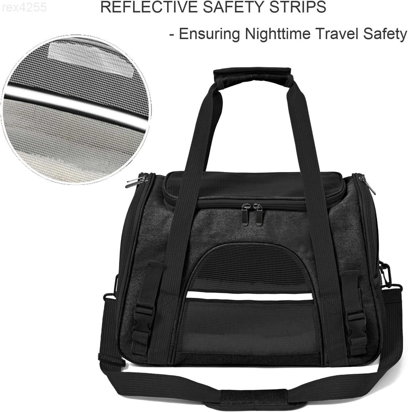 Dog Cat Carrier Soft for Small Pet Up to 16 Lbs TSA Airline Approved Travel Carrier Collapsible Puppy Car Mesh Bag 175 102 114 inch BlackW250904