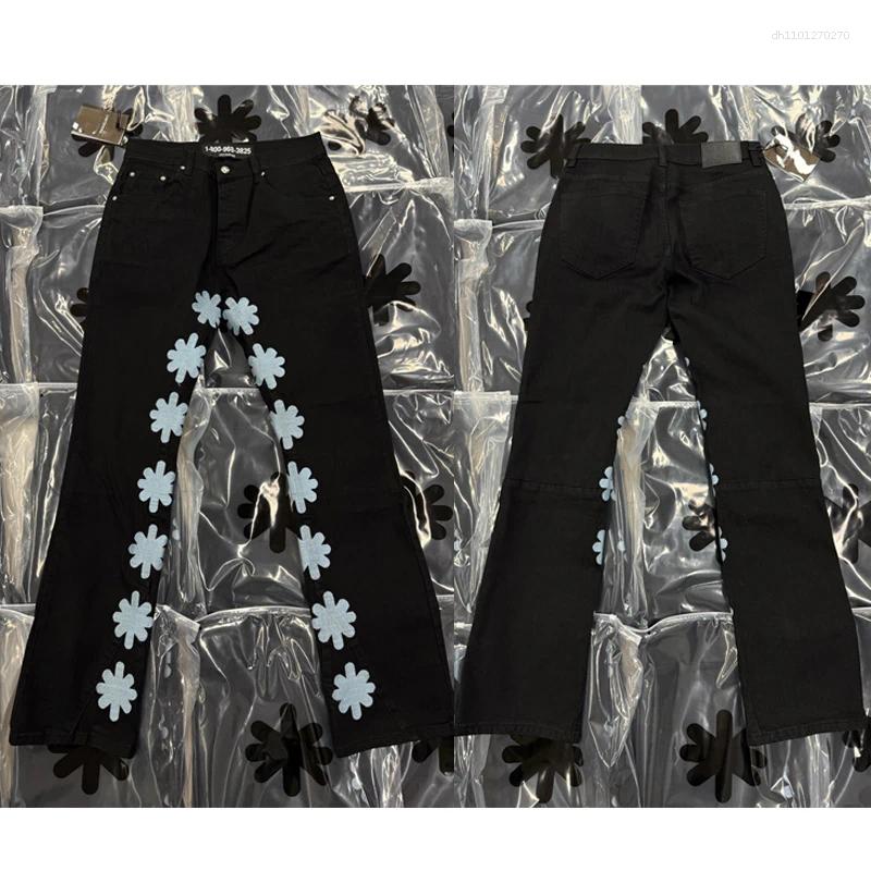 Men's Jeans 25SS LOSTSHDWS High Street Men Women Embroidery Slim-fit Straight-leg Trousers Denim Pants