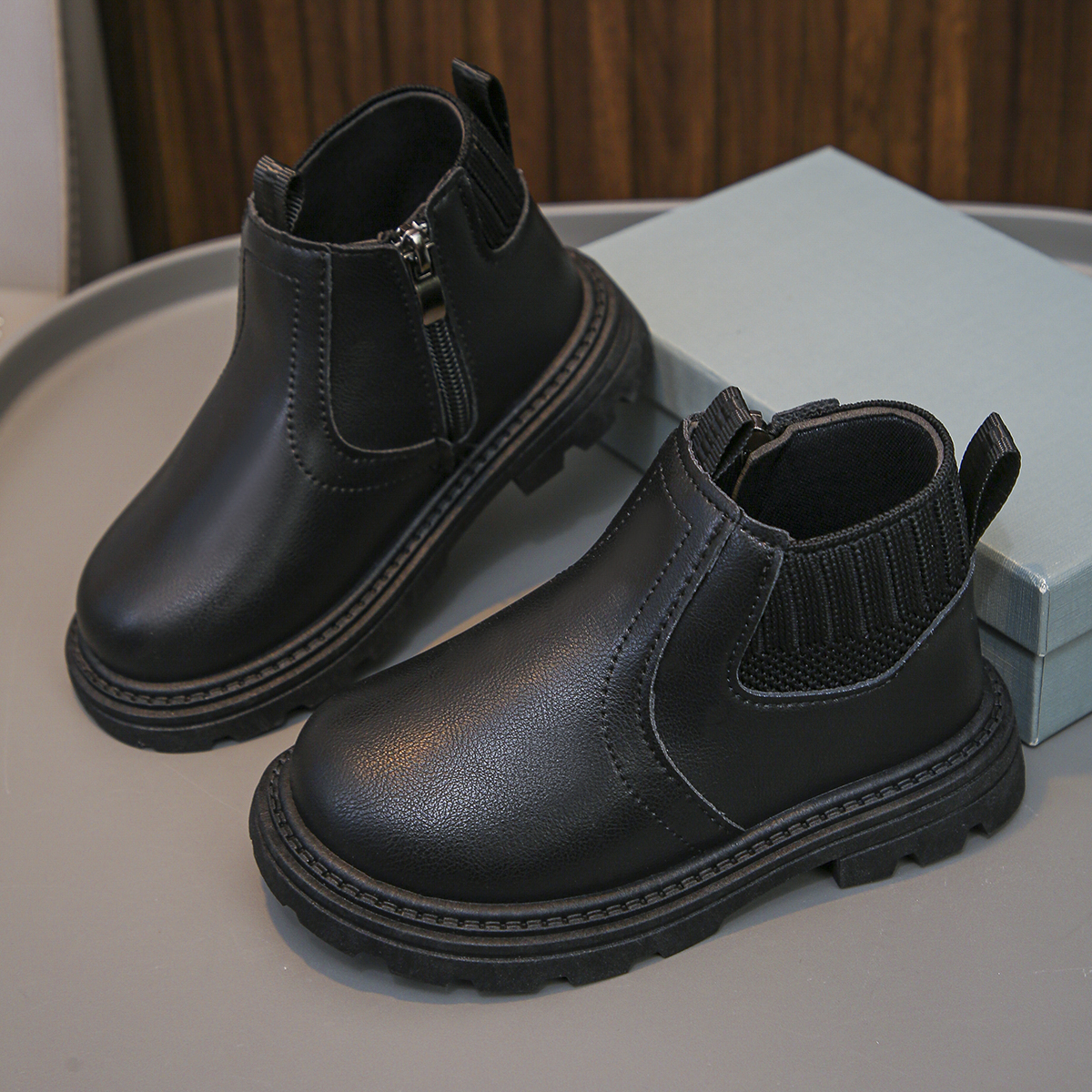 High-top genuine leather marten boots for women