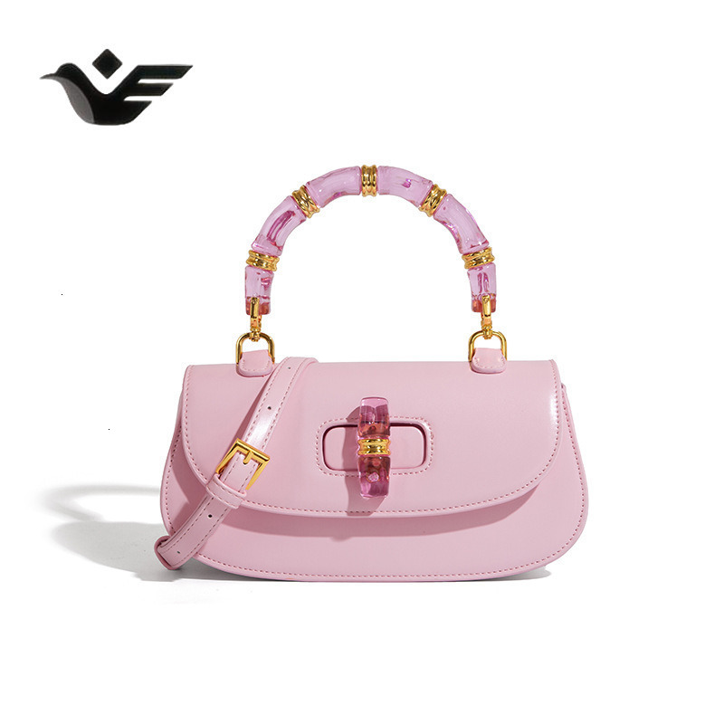 Feiyan Free Shipping New Designer Bag Luxury Shopping Bag Crystal Bamboo Knot Bag Versatile Saddle Bag 2025 New Women's Bag High-end Simple Trend