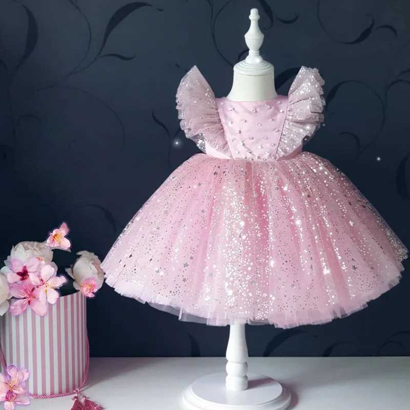 Fashion Star Shiny Baby Girl Princess Dress Birthday Sequin Puffy Girls Party Dresses Costume Childrens Evening Dress Wedding Z250904
