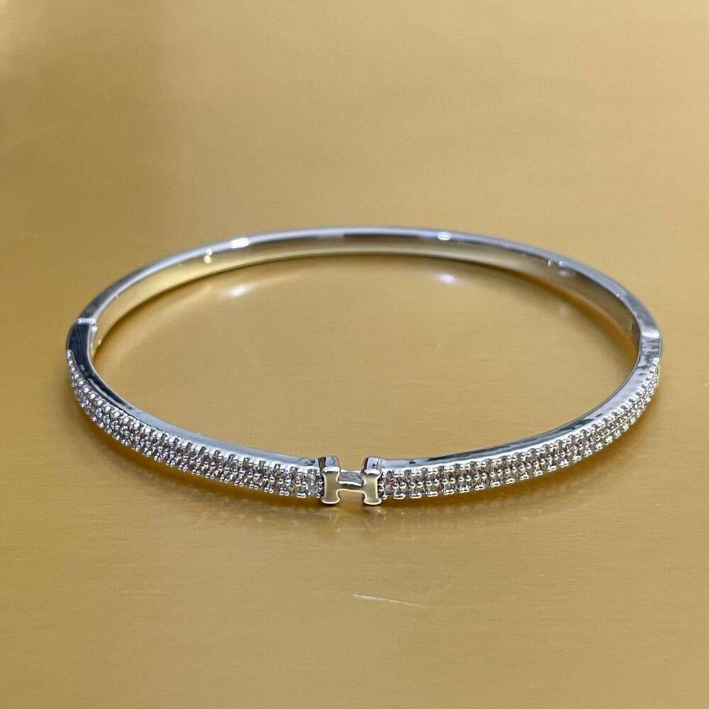 DHcollections Popular Square Buckle H Bracelet, Light Luxury High - End Bracelet, 14K Real Gold Plated, Fashion Paris Full Diamond Bracelet