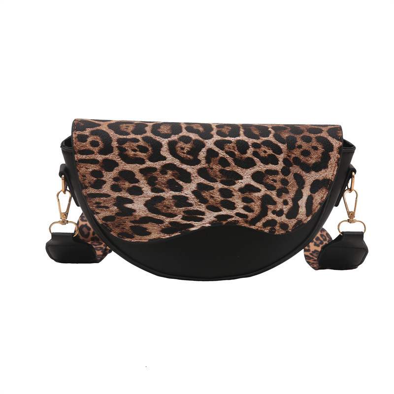 2025 autumn new niche design simple Korean version saddle bag fashionable leopard print crossbody bag designer shoulder bag