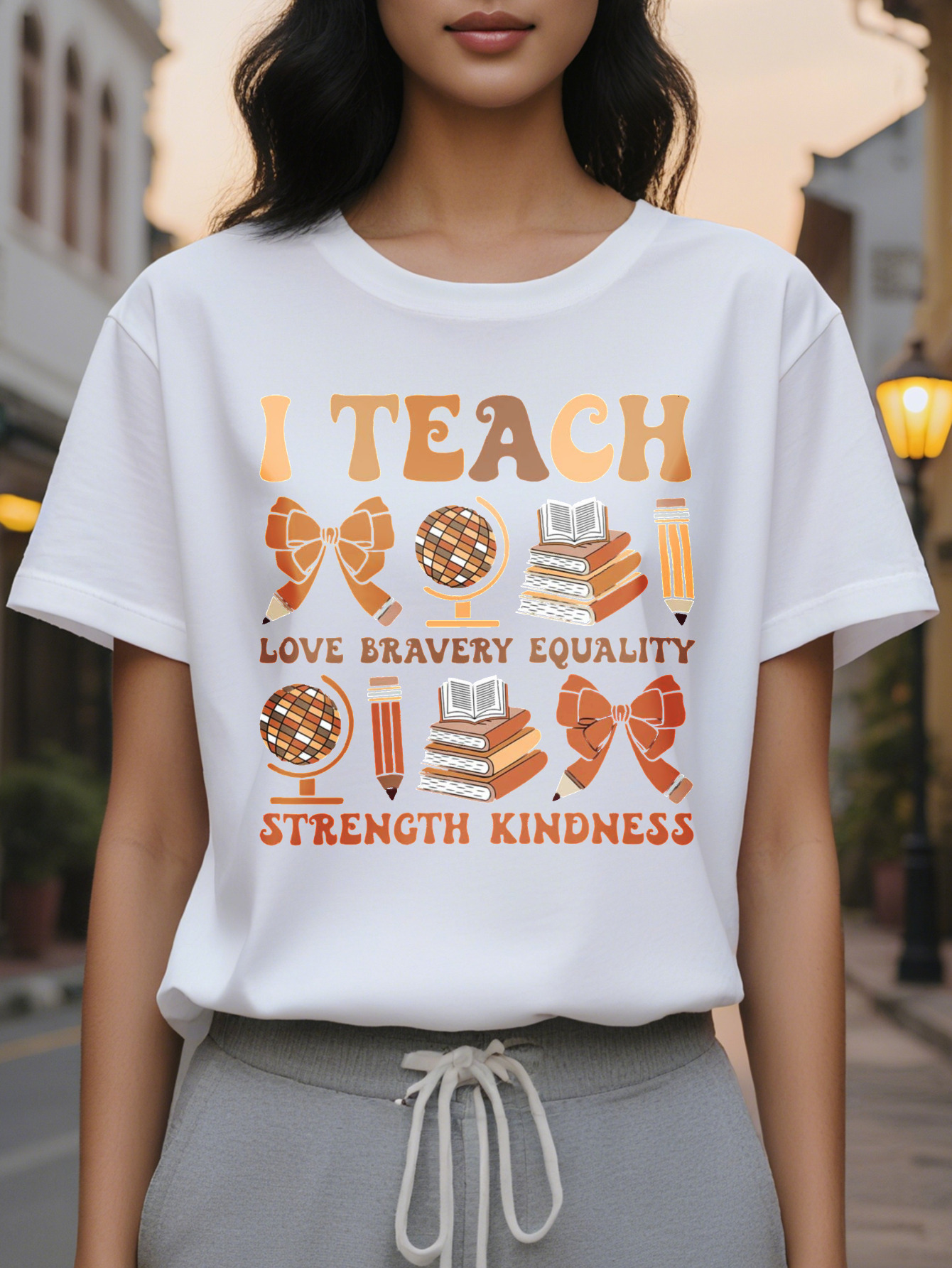 Women's I Teach T-shirt Short Sleeve Summer Top with Inspirational Message Black Casual Round Neck Shirt Made