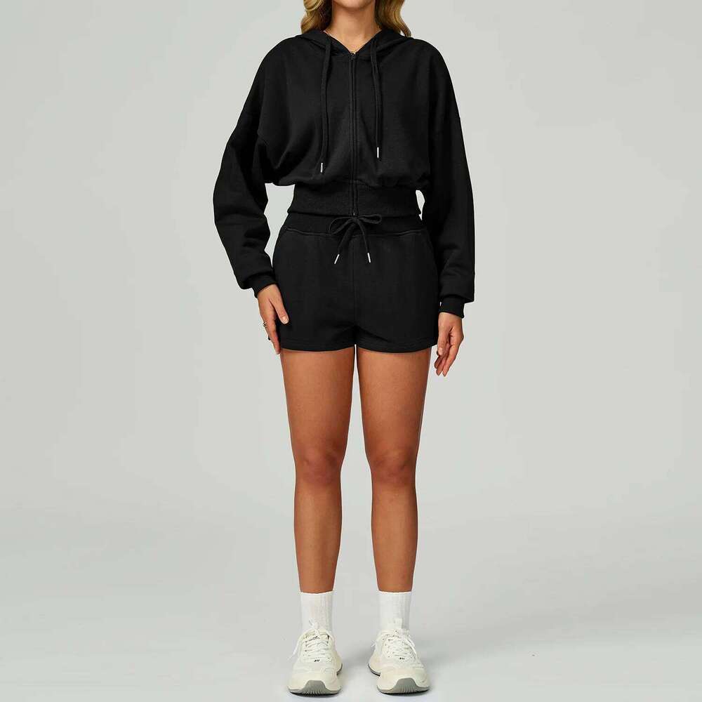 New Winter 2 Pieces Sports Suit Hooded Casual Loose Sweatshirt Long Sleeve Outdoor Running Yoga Set Sportswear Women Gym Clothes