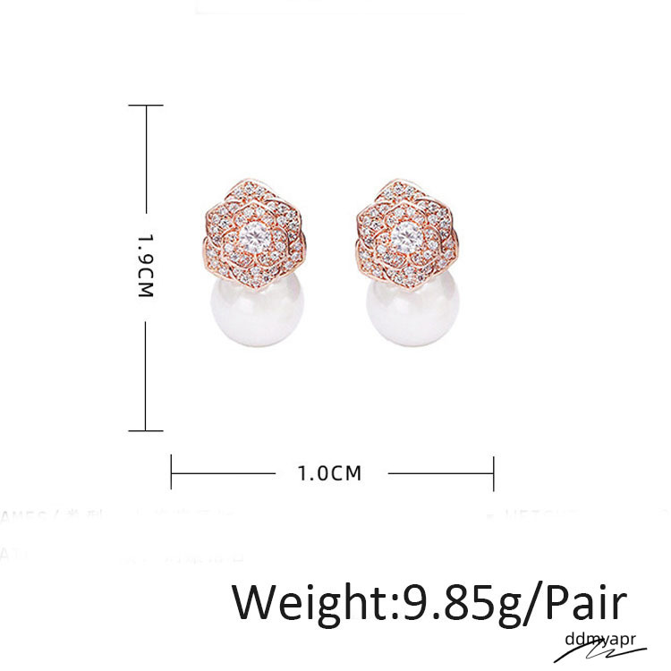 Elegant Freshwater Camellia Flower Earrings For Women Dia Ddmyday Zircon Stud Ball Pearl Earring Fashion Wedding Jewelry Nice Gift Ddmyday
