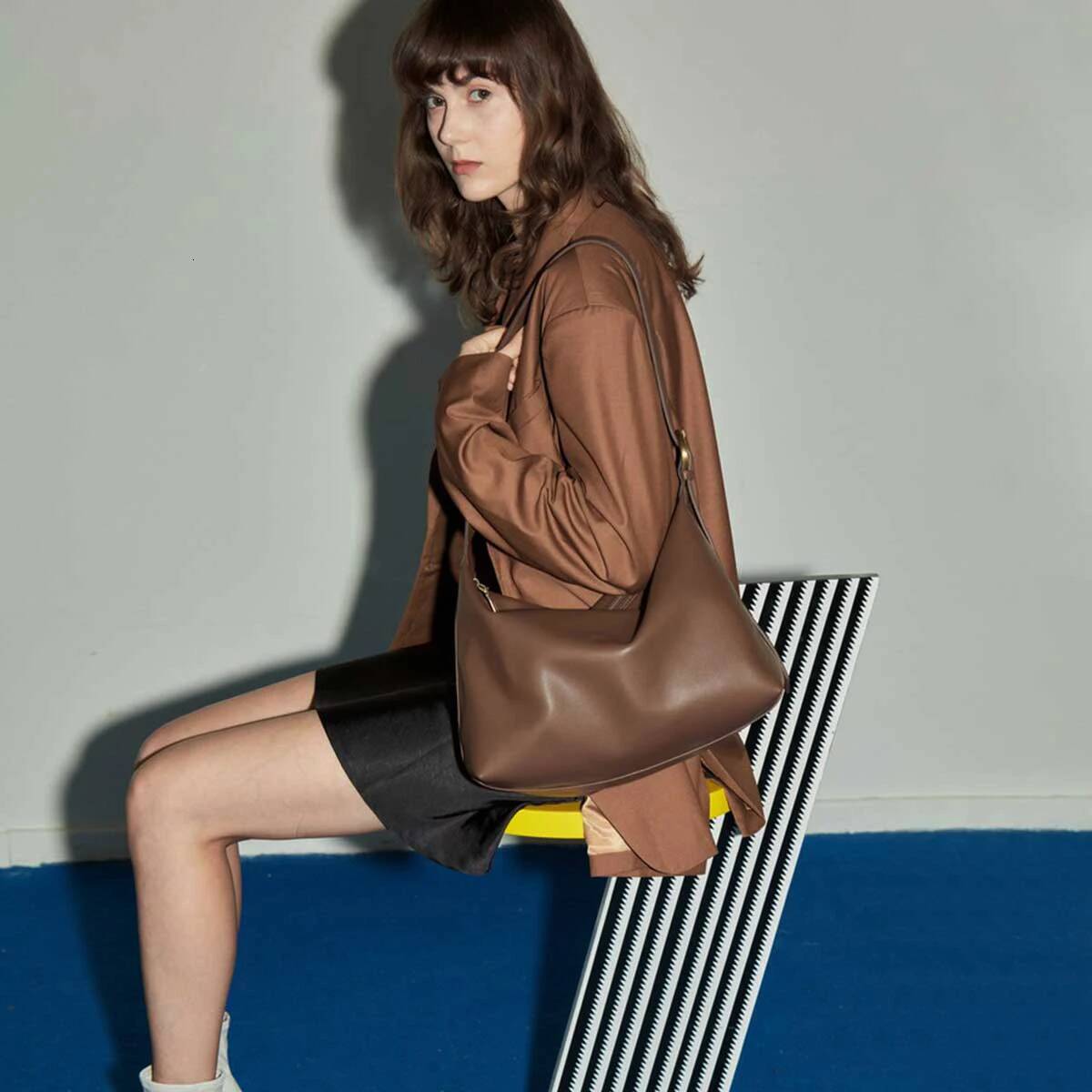 FOXER Brand Simple Women's Large Tote Split Leather 2025 Autumn Winter New Female Shoulder Hobo Bag Casual Crossbosy Purse