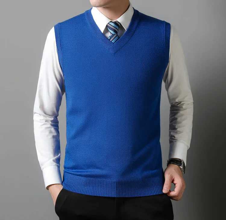 New Mens Autumn Sweater Vest Vneck Warm Knit Sleeveness Tank Mens Clothes Pullover TopsXJ250904