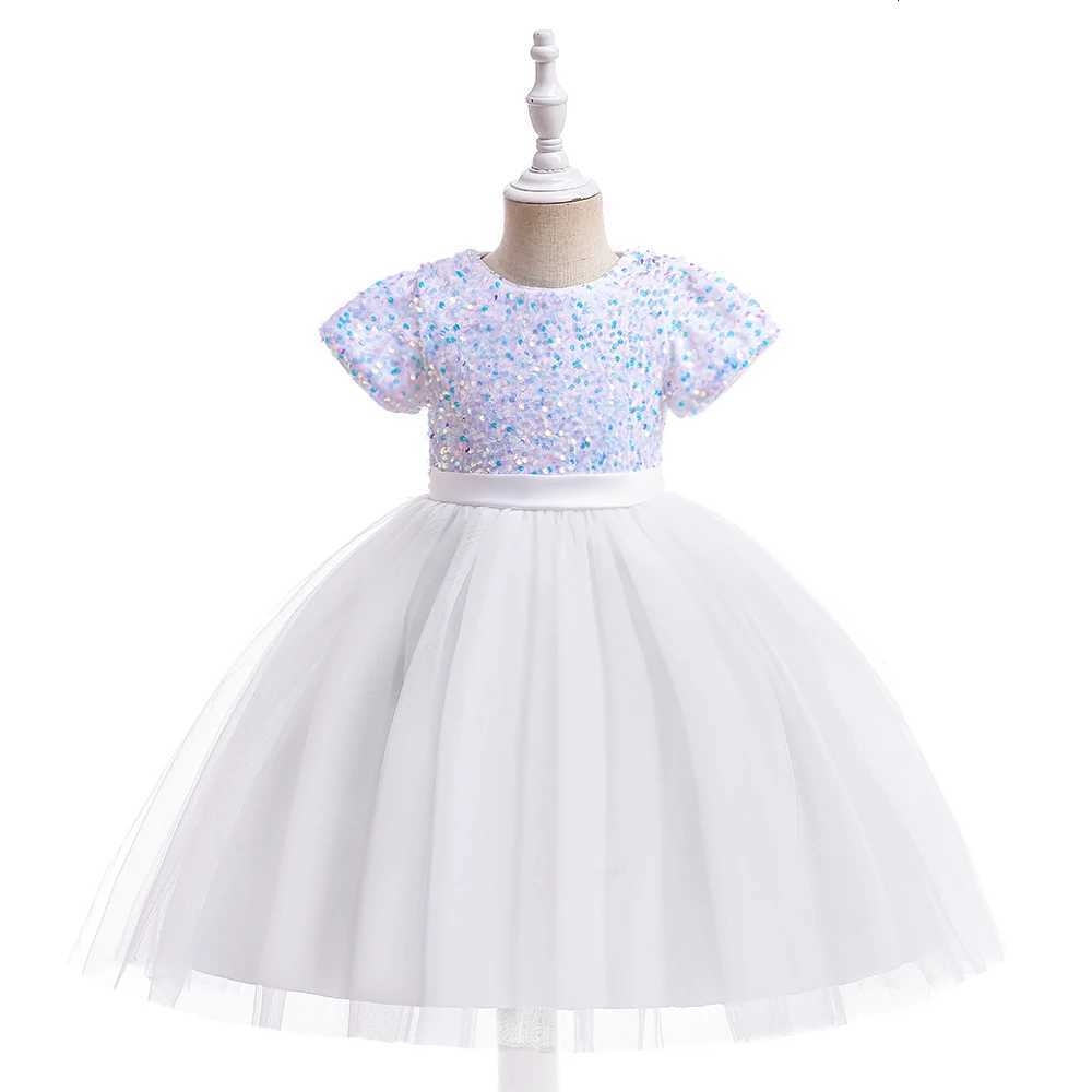 Summer Sequins Bow Party Dress For Girl Christmas Costume Elegant Wedding Princess Girls Dresses Lace Birthday Prom Gown Evening Z250904