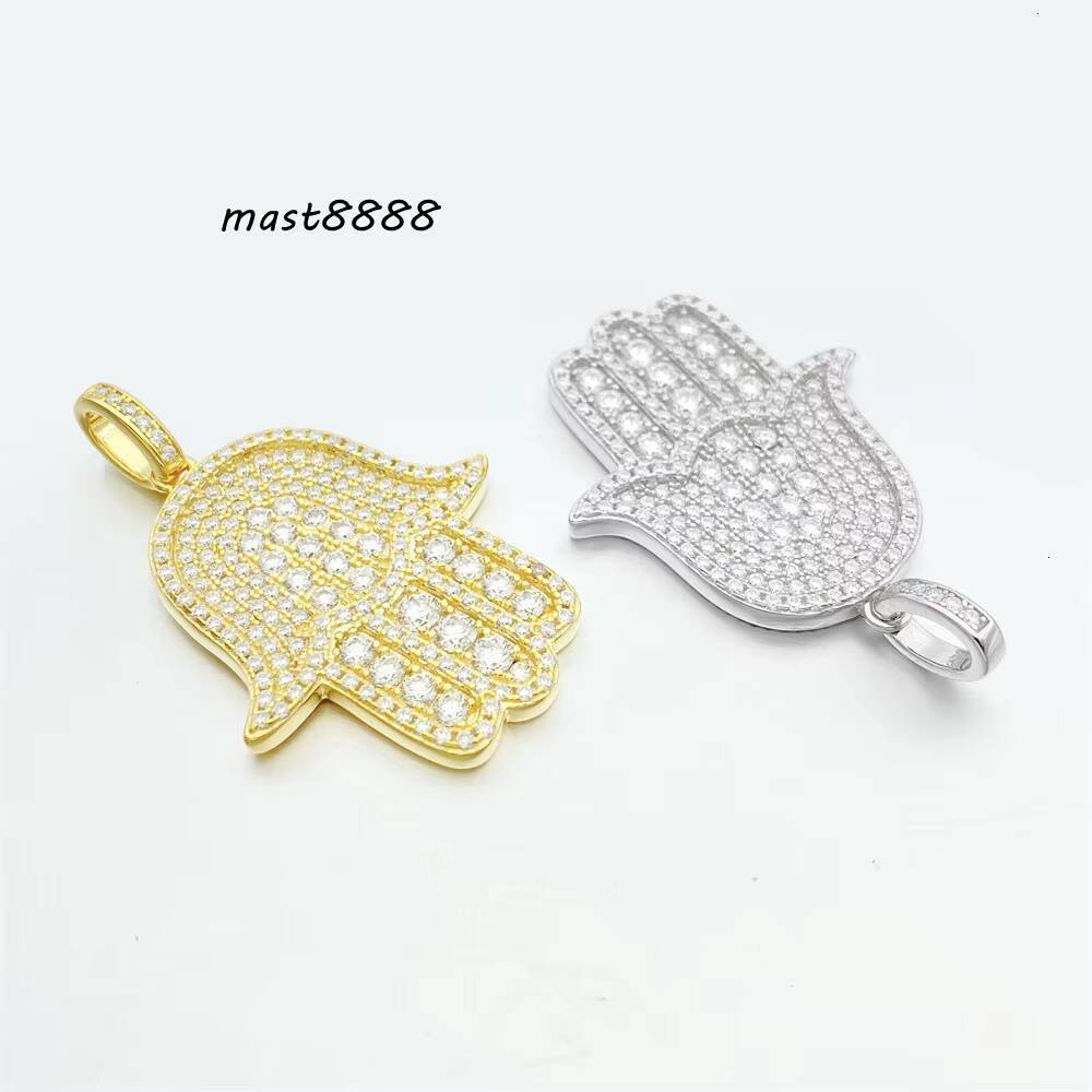 Moissanite Rhinestone Luxury Pendant Palm Shape Sterling Silver Pendant