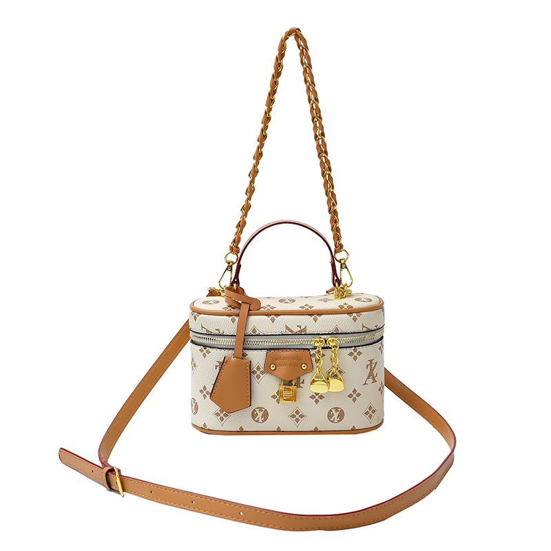 High-end bag for women 2025 new retro handbag printed square box bag shoulder messenger bag stylish cosmetic bag