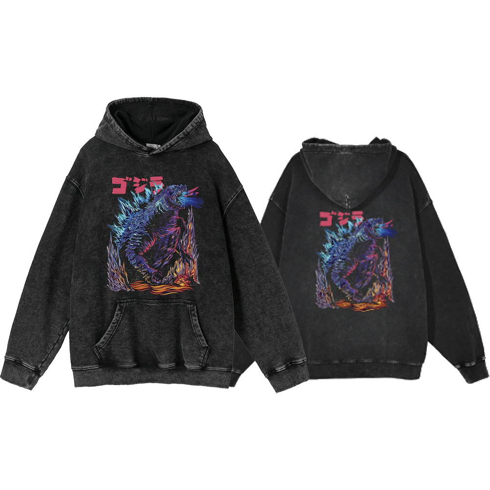 440g Heavyweight Washed Vintage Anime Street Retro Cotton Hoodie Streetwear Hooded Sweatshirt - TT8342