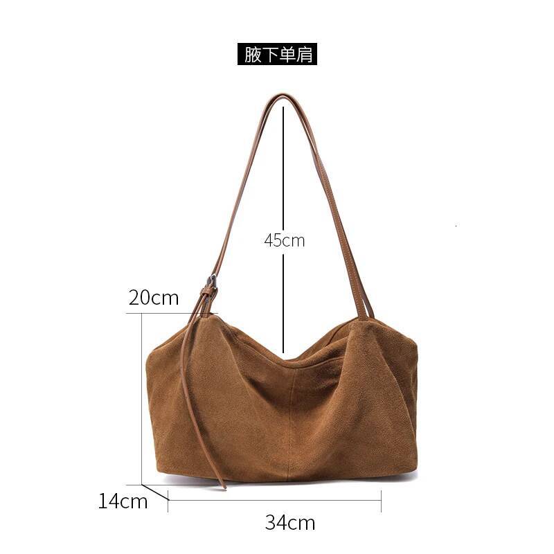 Women's Suede Cow Genuine Leather Shoulder Bags Ladies Soft Cowhide Crossbody Bag Female Design Lazy Commuting Handbag