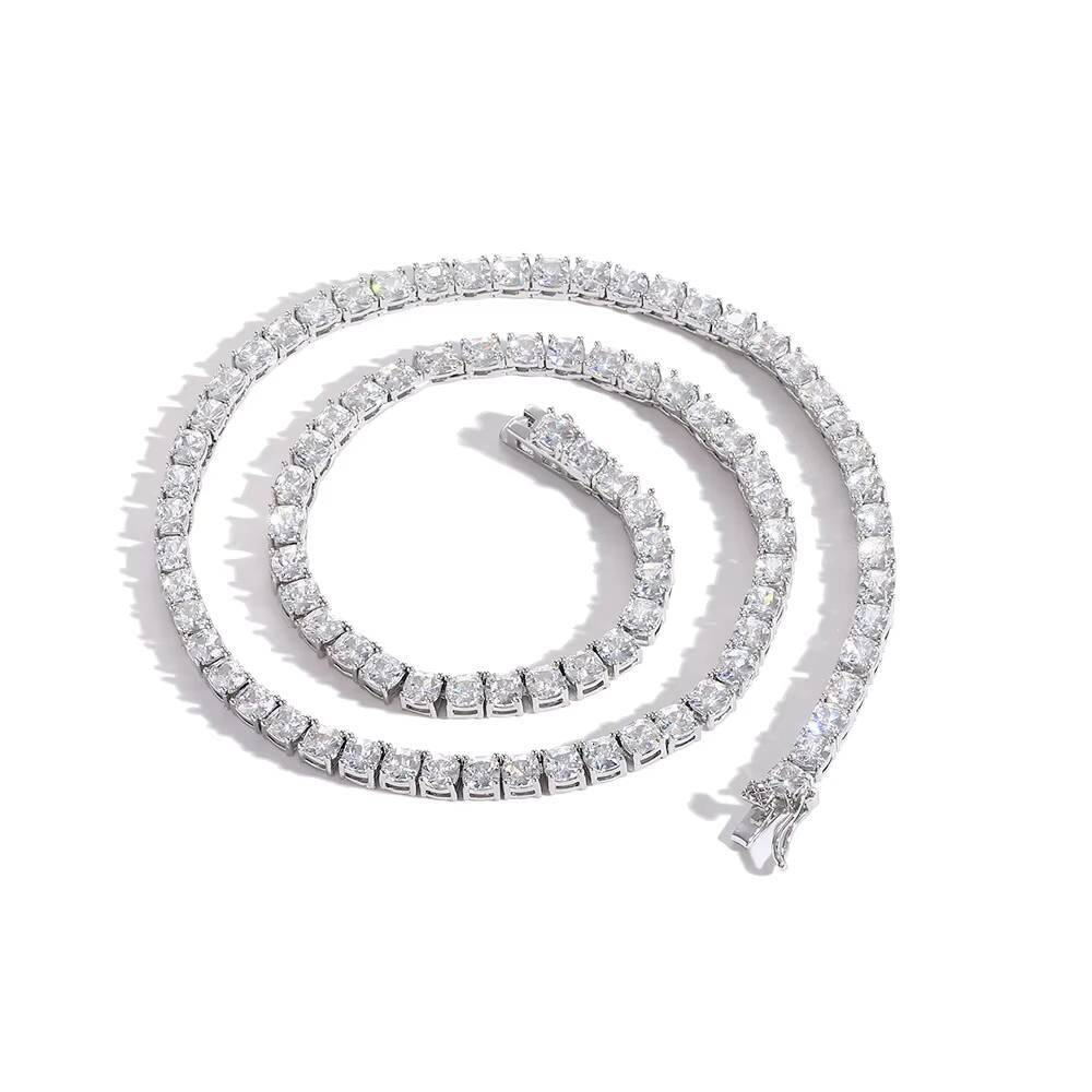 4MM Square Shape Copper Zircon Iced Out Tennis Chain Bracelet Hip Hop Jewelry