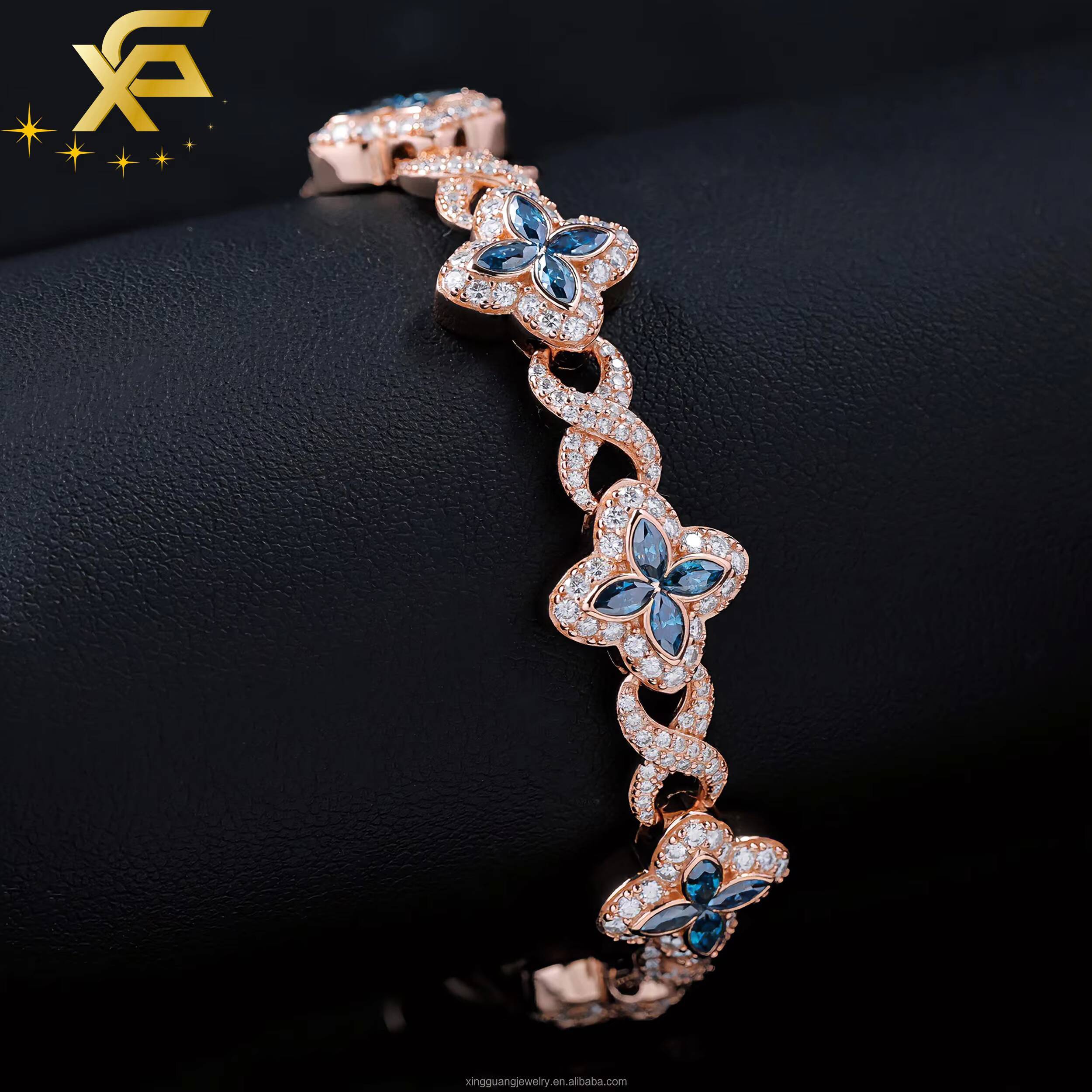 Hot Sale Spring Clasp Bracelet Moissanite Clover Charms 13mm Four Leaf Cuban Links Bracelet S925 Silver Cuban Chain Men Women