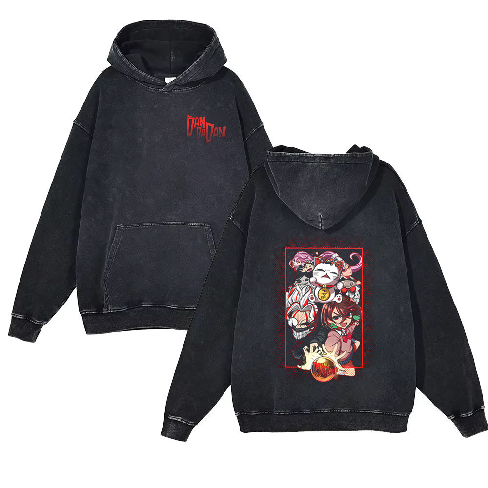 dandadan Anime Merchandise Cartoon Cross-Border New Arrival 440g Heavyweight Pre-Washed Hoodie for Men & Women Trendy Style - VT2639
