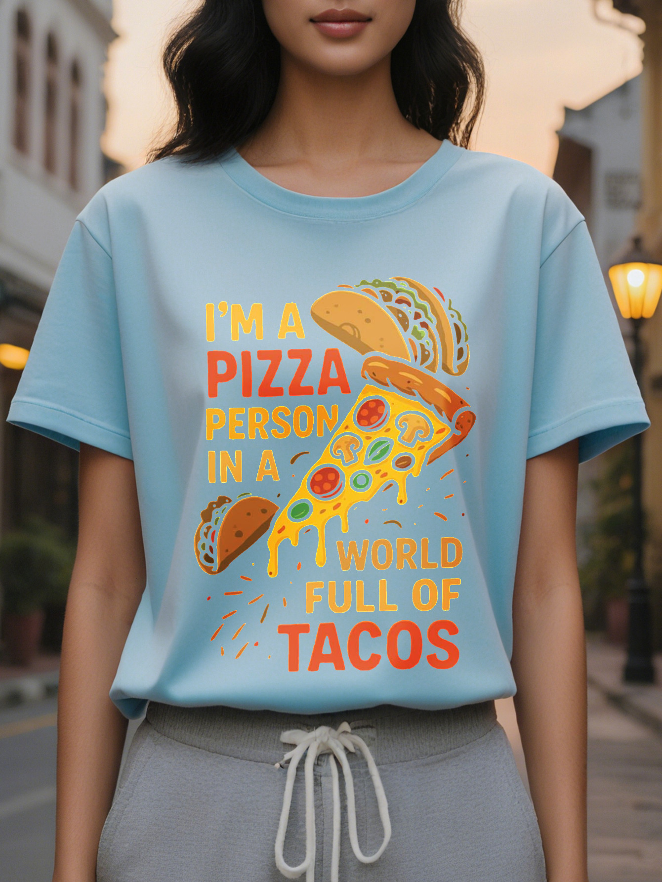 Women's Funny Pattern I'm Man in a World Full of Burritos Black Red and Orange Text Light Summer T-Shirt