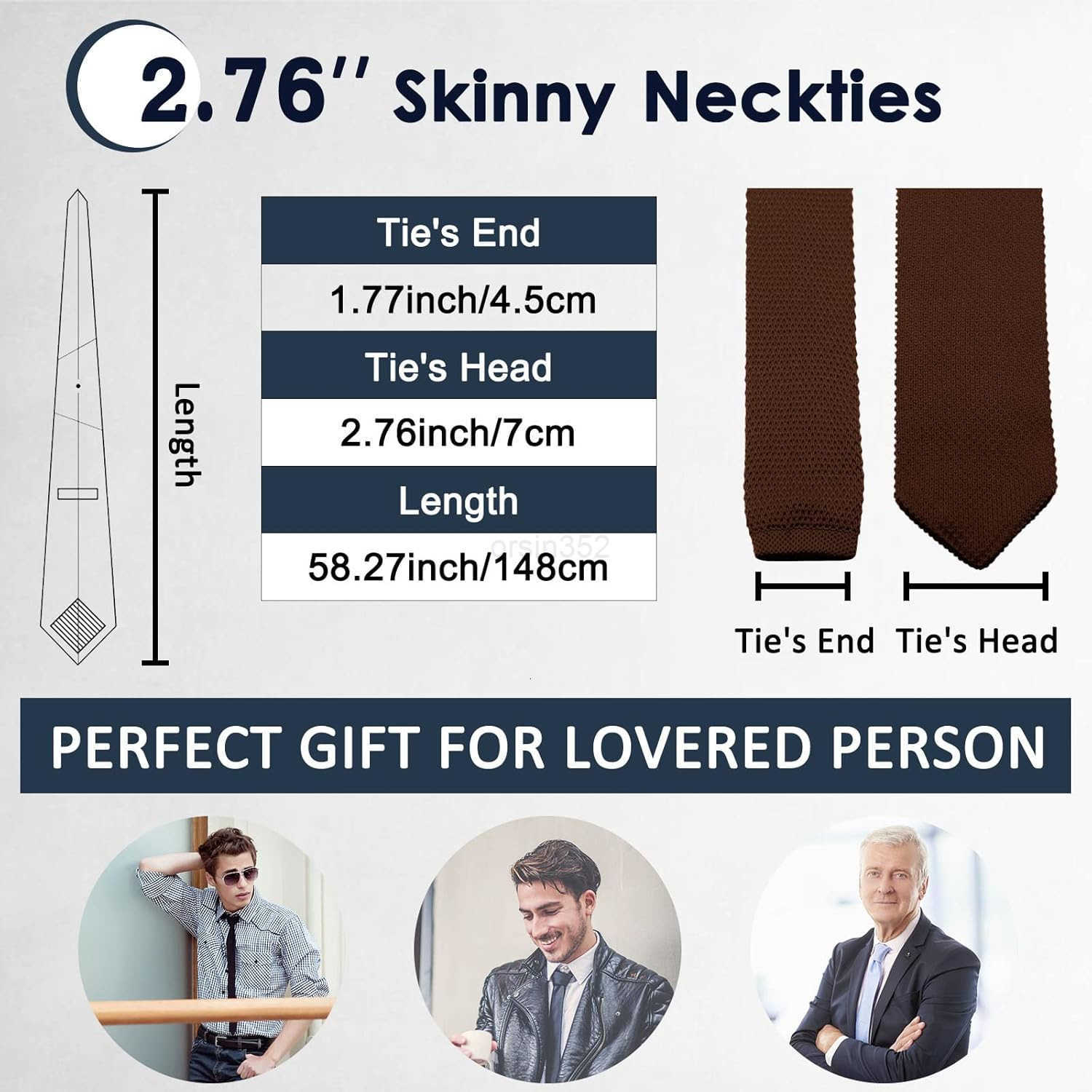 Ties for Men Pure Color 276 Skinny Neck Tie Formal Business Knitted Tie for Daily Wedding PartyW250904