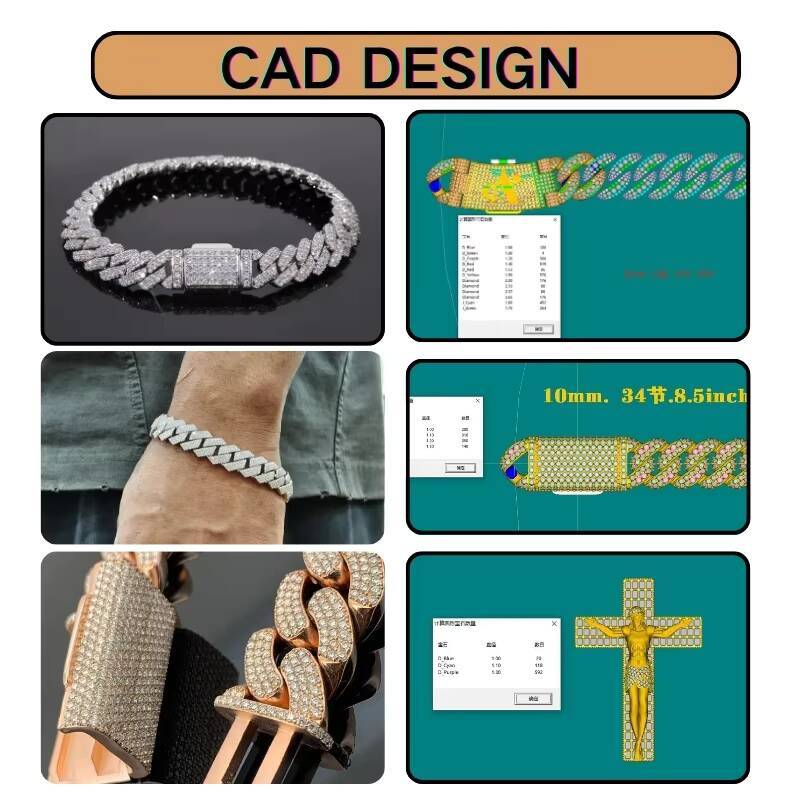 925 Silver Moissanite Cuban Link Chain VVS Clarity 18k Gold Plated Iced Moissanite Chain Men