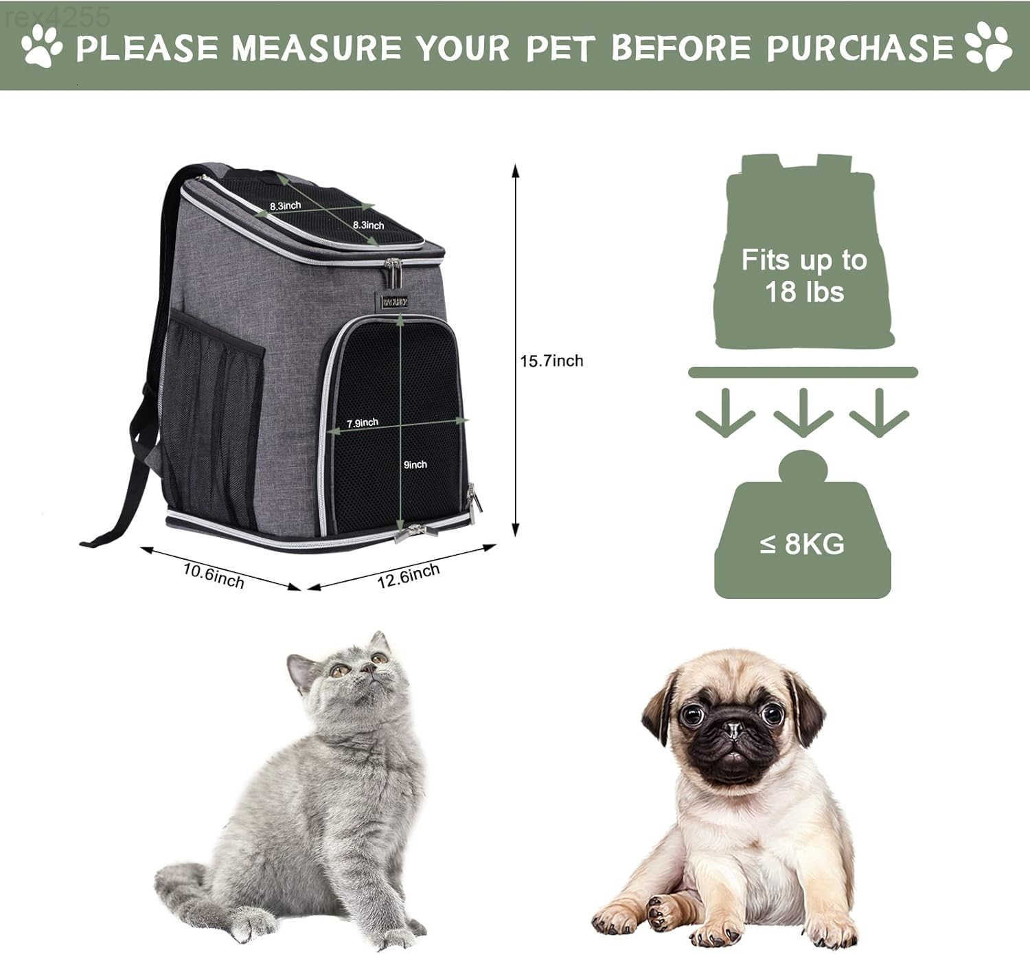 Cat Backpack Carrier Mesh Pet Cat Carrier for Medium Small Dog Cat Puppy Kitten Bunny up to 18lbs Dog Travel Backpack for Picnic Hiking Walking Cyclin