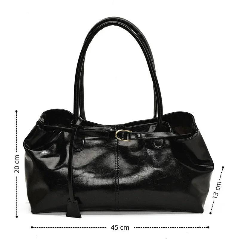 2025 New PU Leather Tote Slouchy Hobo Handbag Fashion Shoulder Large Top Handle Bag for Women Work Shopping Travel