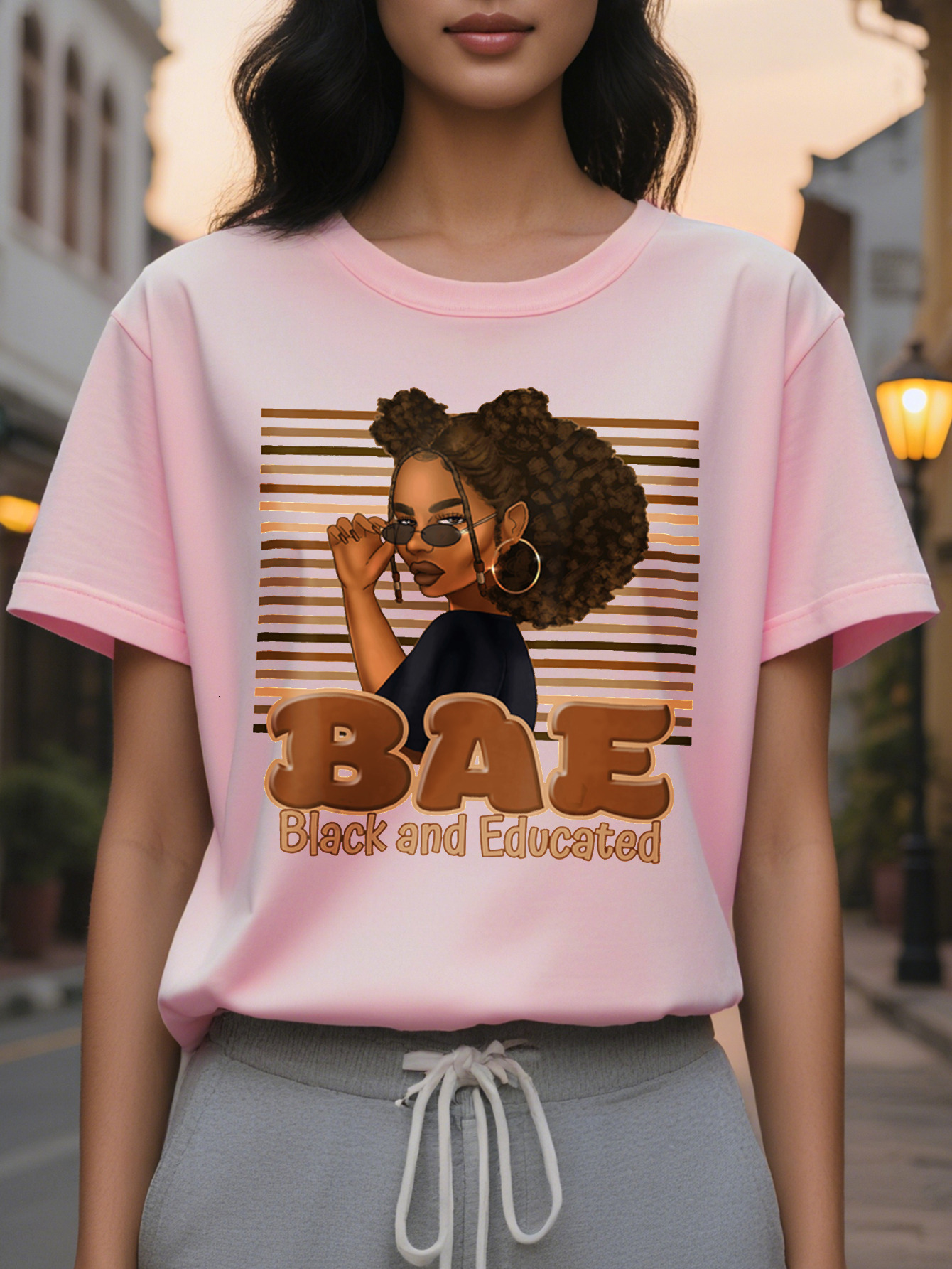 ibrant Tsartun Tshirts Letter Print Crew Neck T Shirt Soft Mid Elasticity Cotton Fabric hine Washable Regular