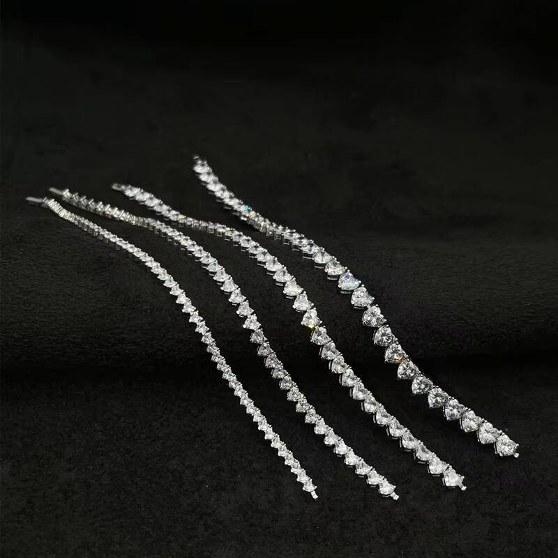 New Arrival Bling Heart Shape Tennis Bracelet 925 Sterling Silver Cubic Zirconia Jewelries for Women Men for Gift Party