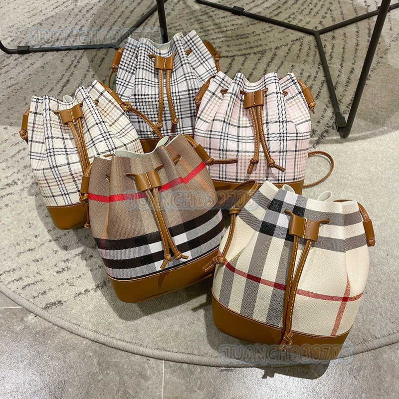 Womens Bag Plaid Bucket Bag 2022 New Mini Shoulder Crossbody Bag Simple Versatile H250904