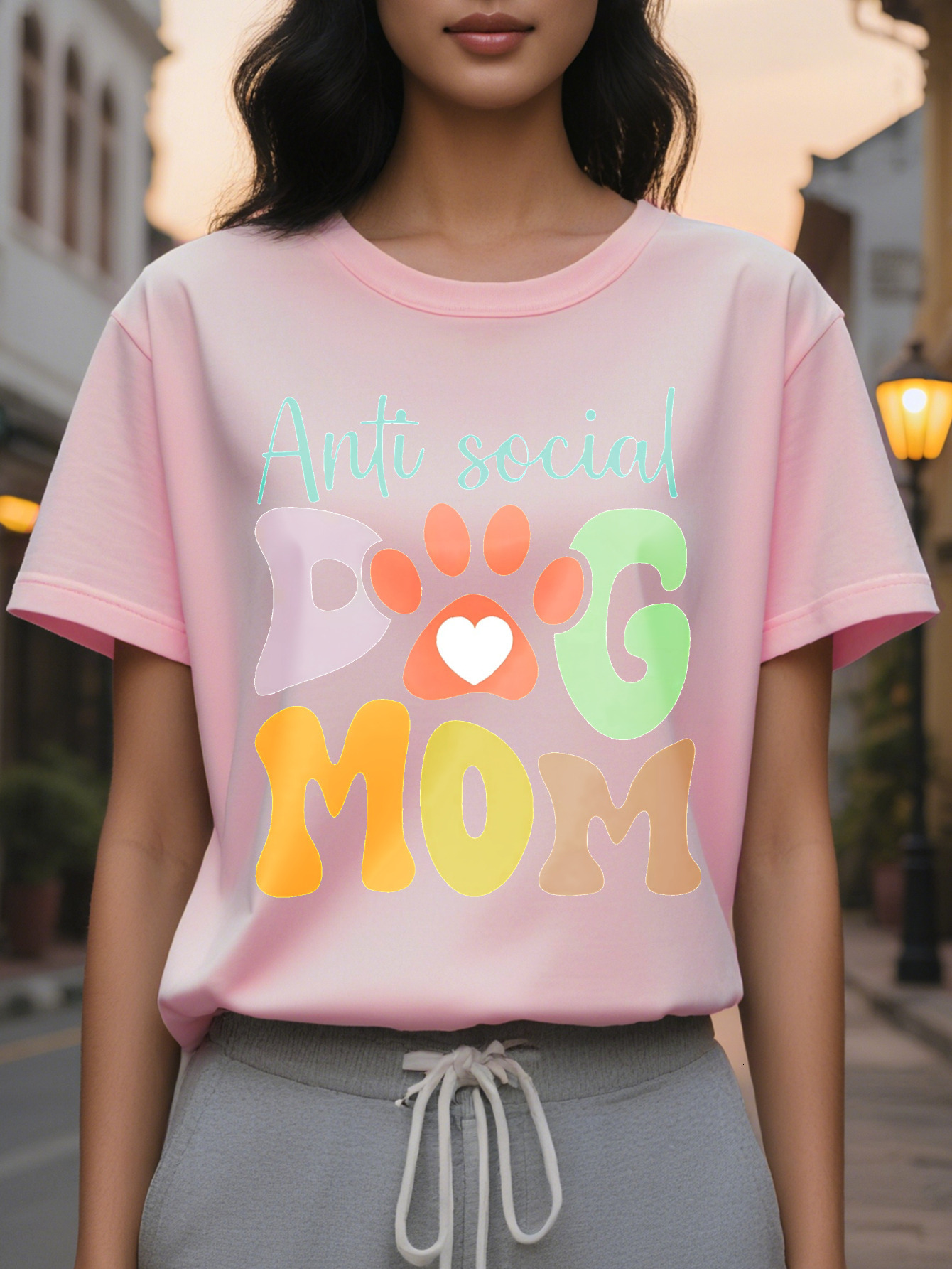 Large XL Graphic Letter Printed Women's Spring and Summer Clothing Combined Version Round Neck T-Shirt Plus Size c4318