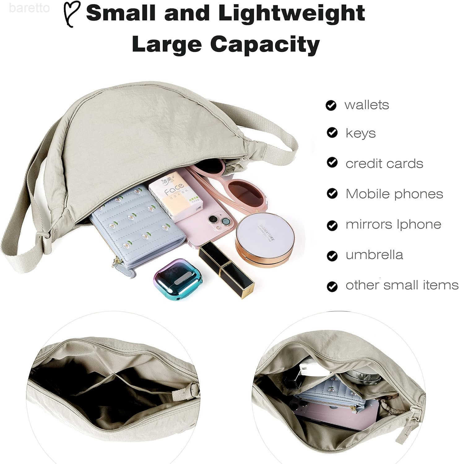 Nylon Crescent Crossbody Bag for Women Men Fanny Pack Crossbody Bag Dumpling Lightweight Travel Sling Bag M250903