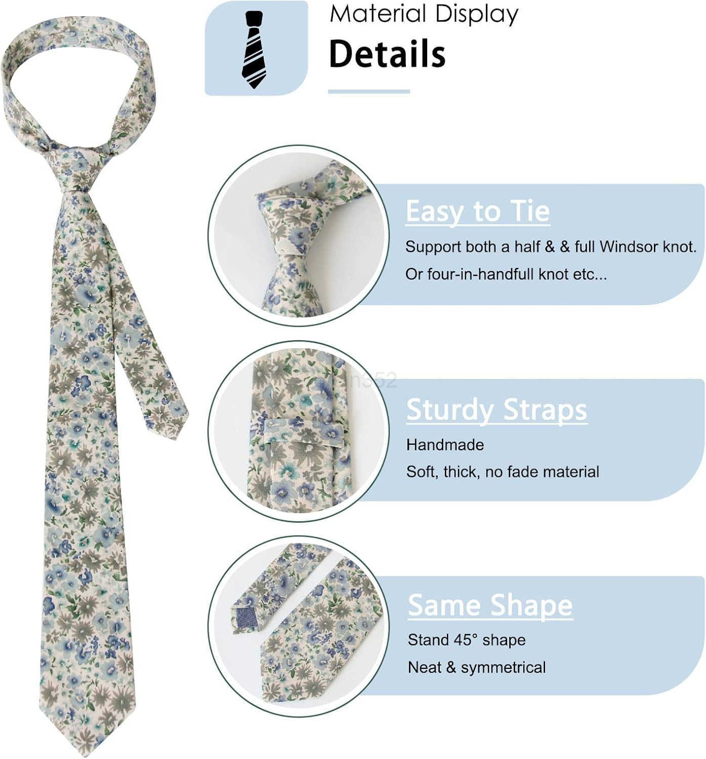 Ties for Men 276 Cotton Floral Tie Mens Neckties for Weddings Groomsmens Dances Party Valentines DayW250904