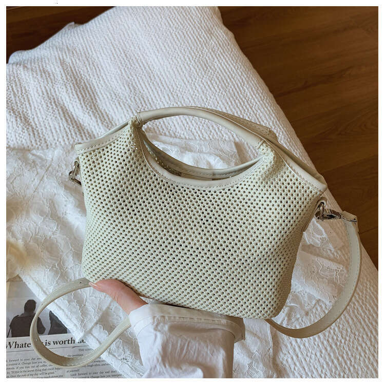 HEssentials 2025 Summer Bucket Bag, Striped Knit Tote, Hollow Out Beach Purse