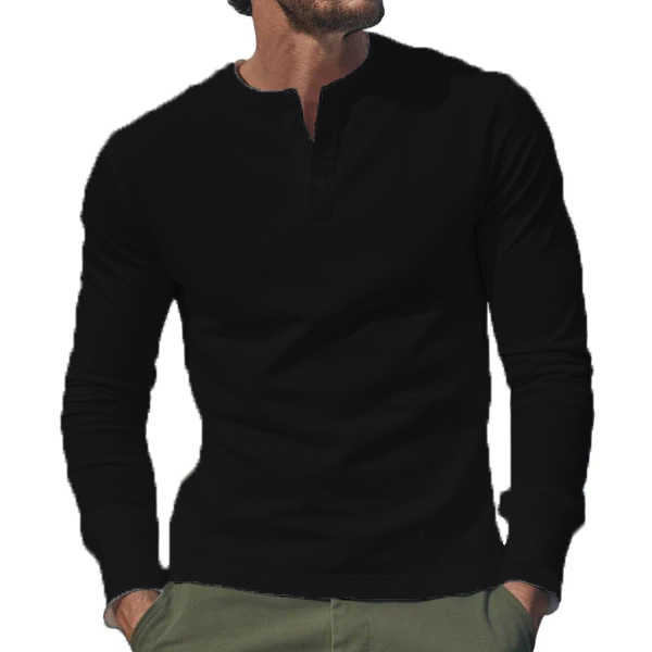 Men's Long Sleeve T-Shirt Casual Top Undershirt Men's Henley Shirt European size: S-3XL