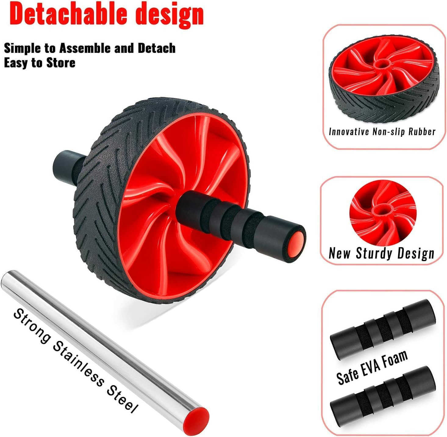 Ab Roller Wheel Ab Workout Equipment for Abdominal Core Strength Training Home Gym Fitness Equipment Exercise Wheel for Men Women W250903