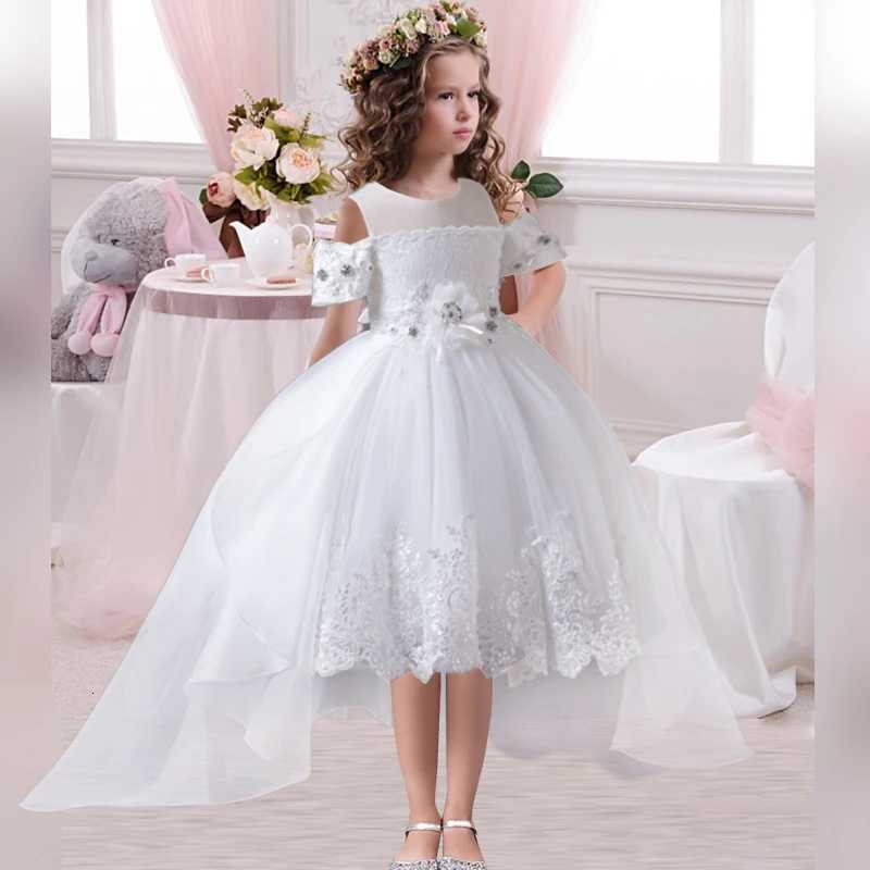 2025 New Summer Flower Girl Graduation Performance Tailcoat Embroidered Party Dress Trailing Tulle 3-11 Years Old The Girl Dress Z250904