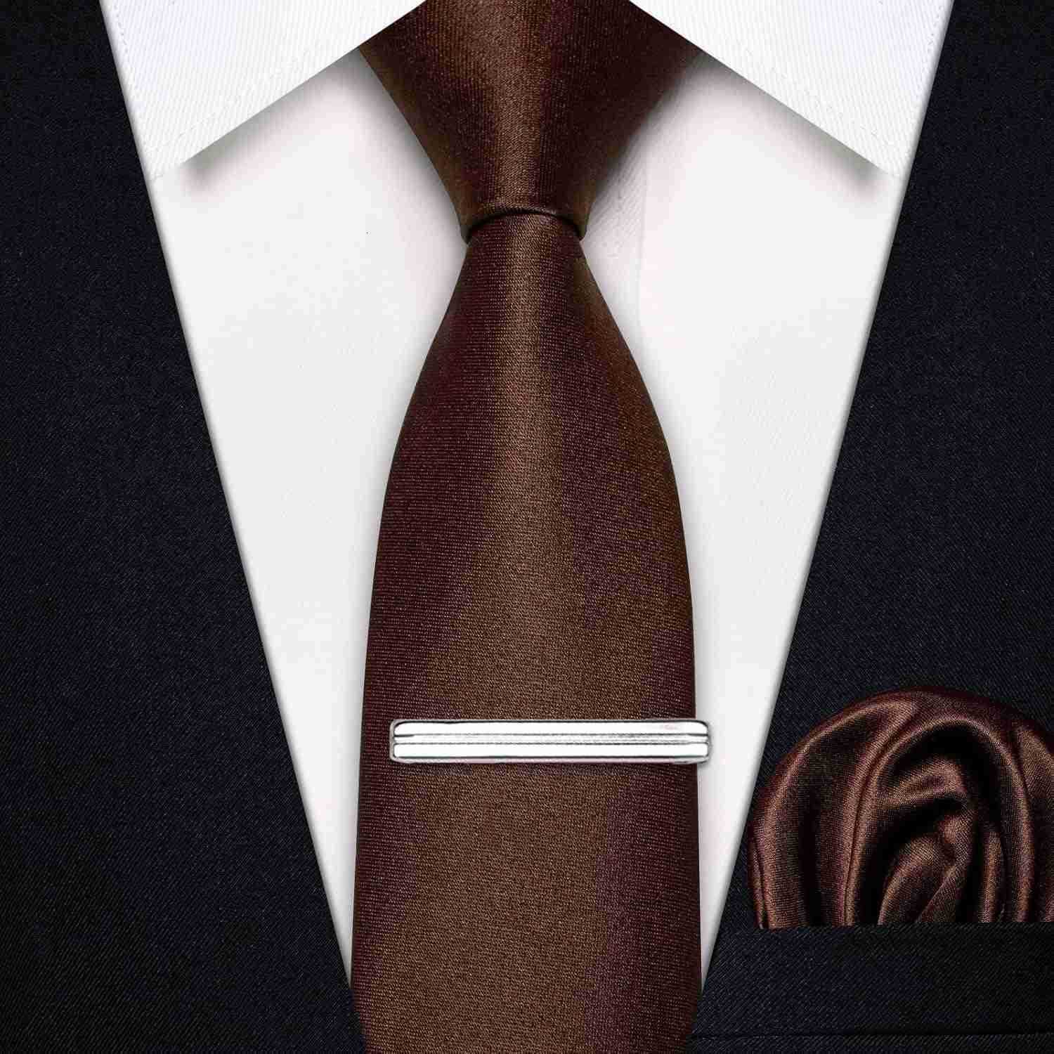 Ties for Men Satin 24 Slim Necktie with Pocket Square Tie Clip Set Solid Color Wedding Party BusinessW250904