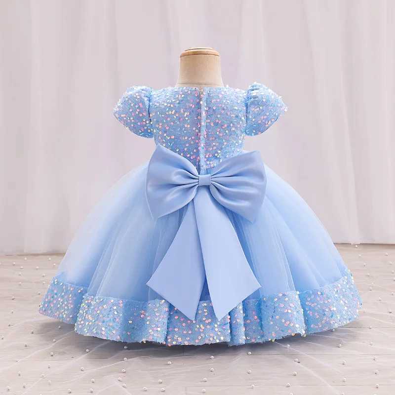 0-6 Years Old Baby Flower Sequin Dress for Girls Sequin Bow Princess Dress Carnival Birthday Performance Costume Z250904