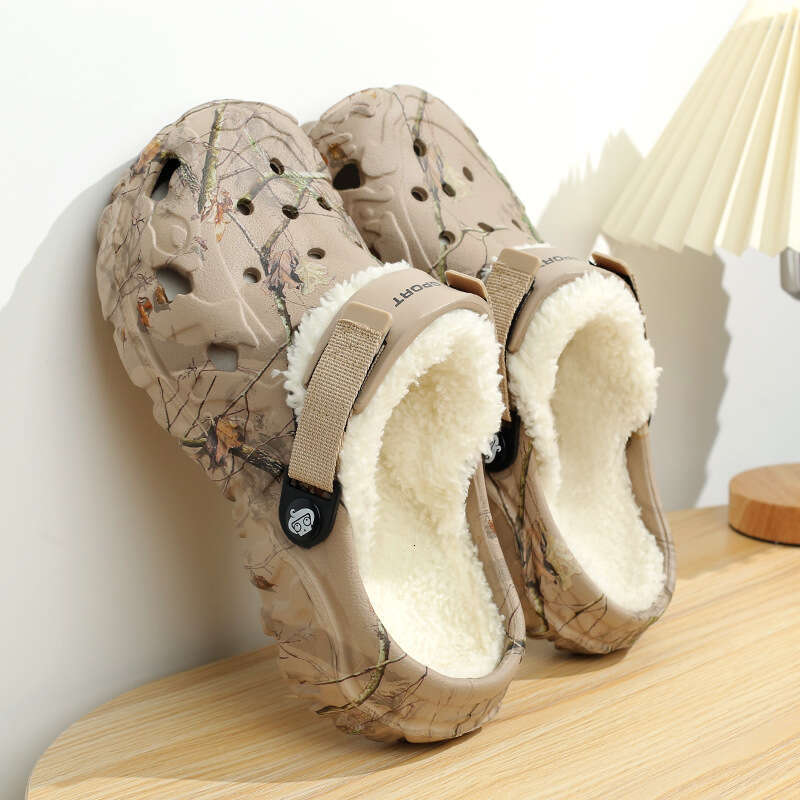 Men's Slippers Winter 2025 New Thick Sole Fleece Lined Warm EVA Cushioned Closed-Toe Cotton Shoes