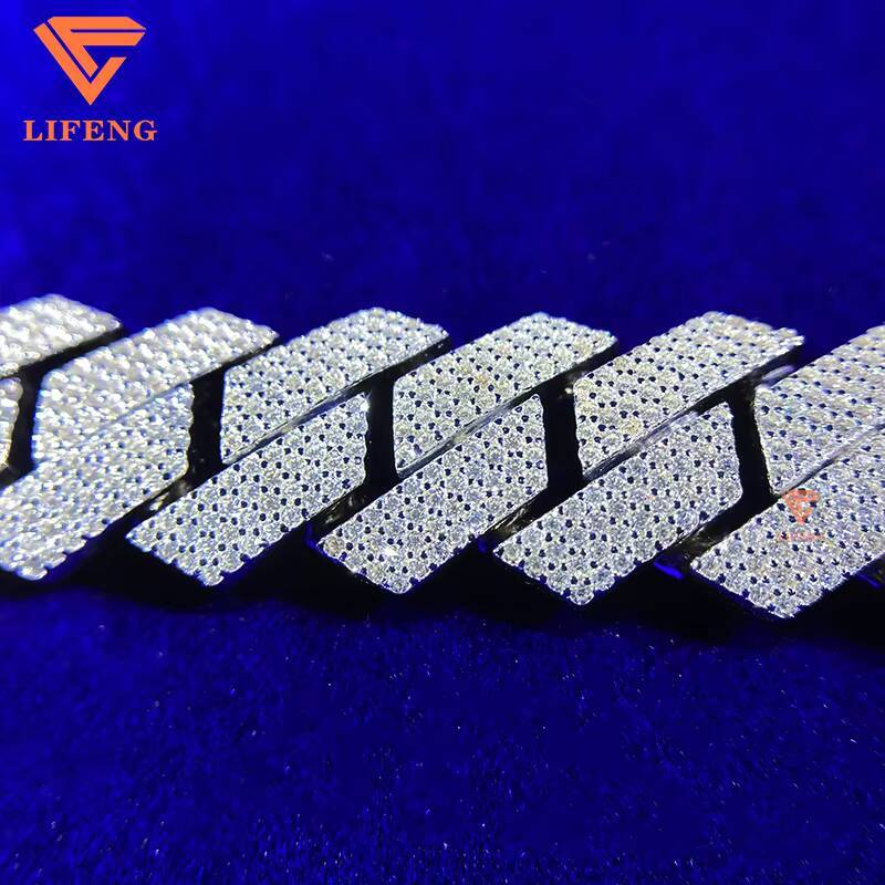 Lifeng Jewelry Hot Miami Hip Hop Cuban Link Chain Bracelet Men 15mm Moissanite Cuban Chain Bracelet Fashion Jewelry Charm