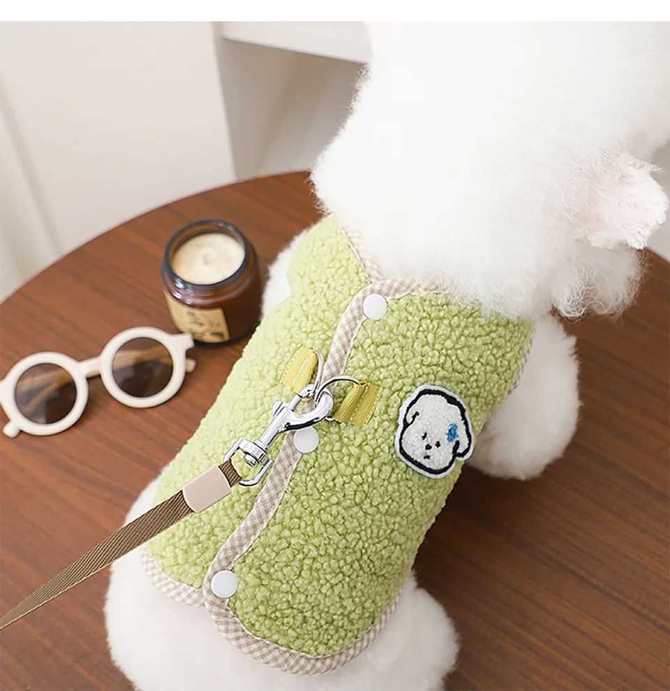 Animal Pattern Dog Clothes Bichon Frise Warm Vest Teddy Winter Solid Color Open Button Shirt Yorkshire Cartoon et W250904