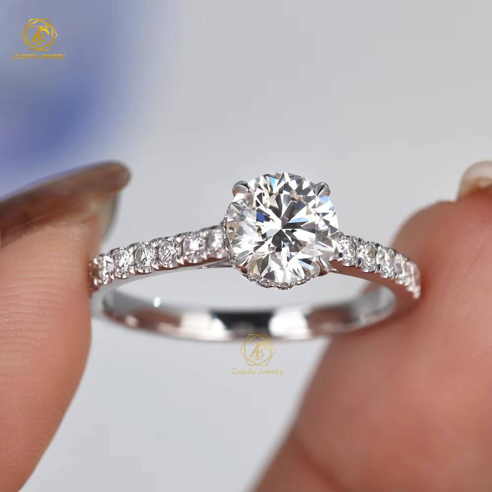 IGI Custom Classic Lab Diamond Ring Round Cut D VS1 Women Rings 14K Engagement Wedding Lab Grown Diamond Ring