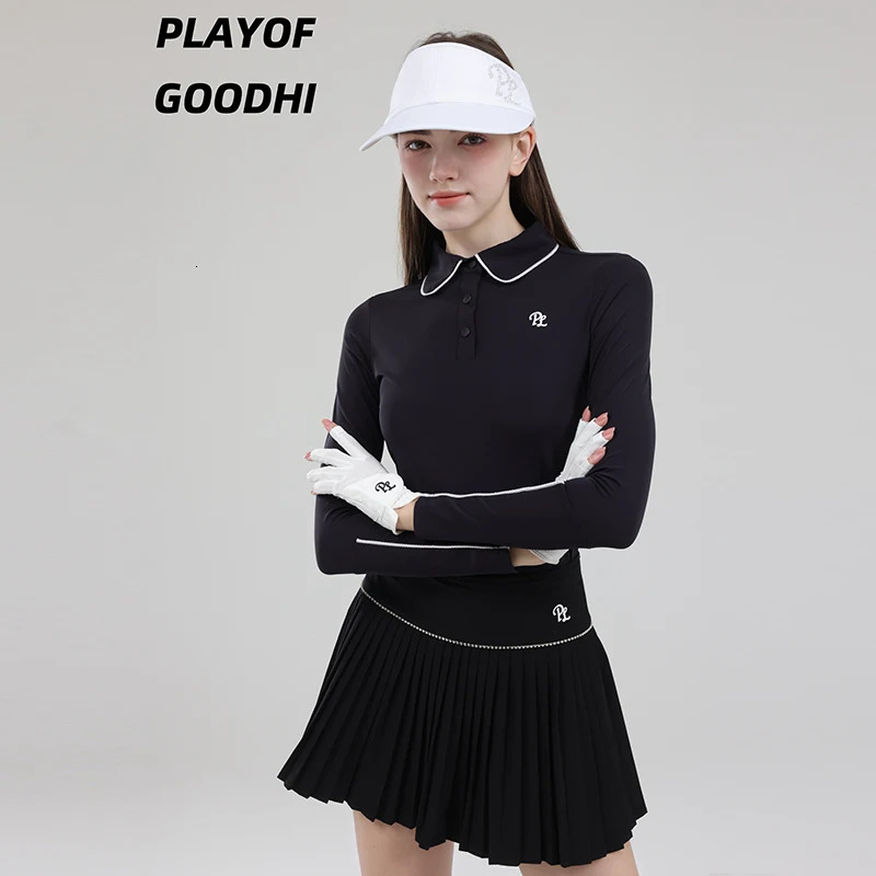 Female Golf Clothing Long Sleeve Tshirt Women Polo Collar Tops Highwaist Pleats Skirt Golfer Skorts with Inner Short 250903