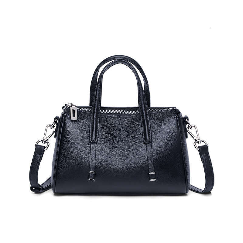 DHEssentials 2025 Spring Top-Grain Leather Boston Bag Women's Large Capacity Crossbody Shoulder Handbag Street Fashion