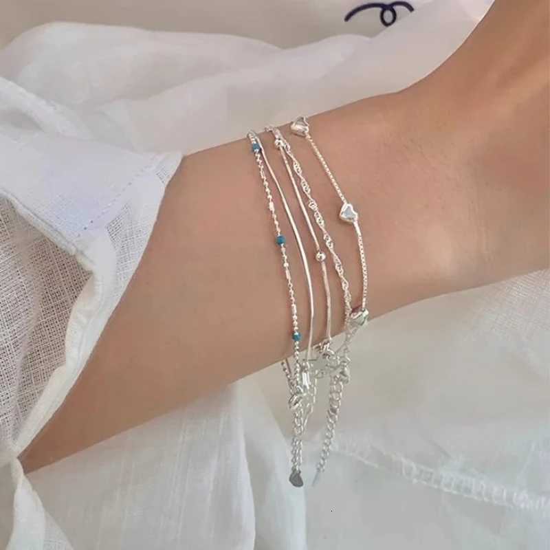 New 925 Sterling Silver Bracelet Simple Haert Bead Woman Bracelets Korean Ins Jewelry Exquisite Birtay Party Jewelry GiftXJ250904